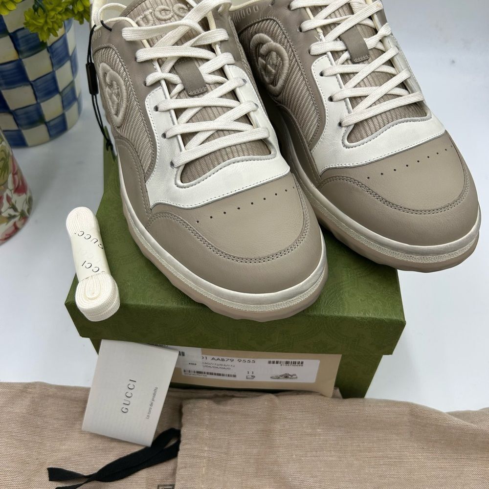 Men's Gucci Mac 80 low top leather  sneakers size 11 fits 11.5 US made in Italy - Picture 3 of 13